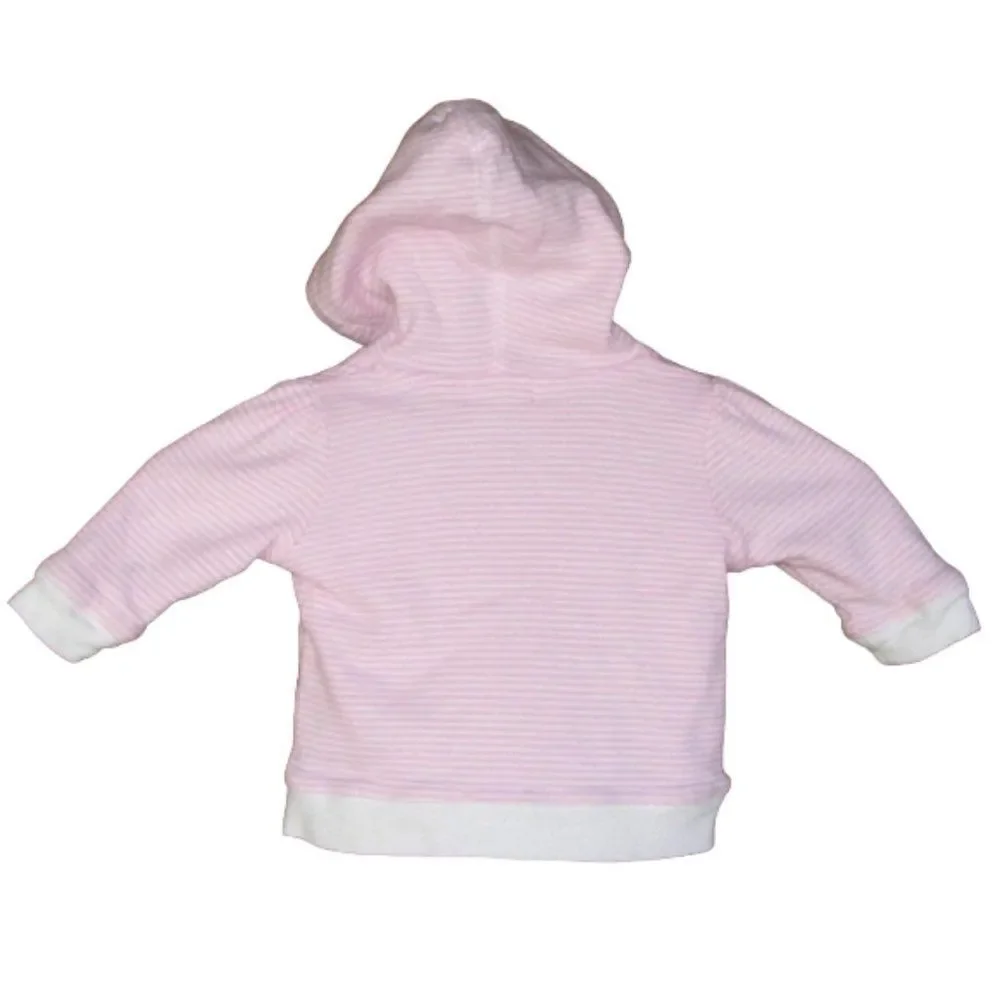 RALPH LAUREN 9M Hoodie, RL & Co, Pink Stripes/White Terry, Zipper, Pockets